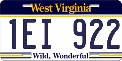 WV license plate 1EI922
