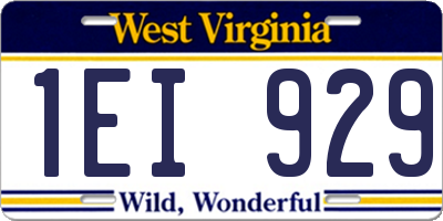 WV license plate 1EI929