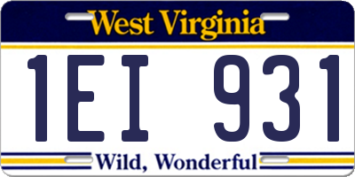 WV license plate 1EI931