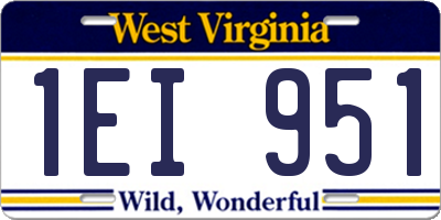 WV license plate 1EI951