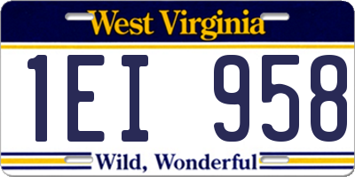 WV license plate 1EI958