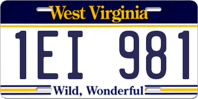 WV license plate 1EI981