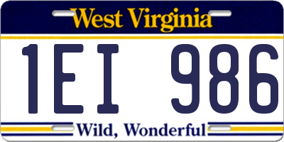 WV license plate 1EI986