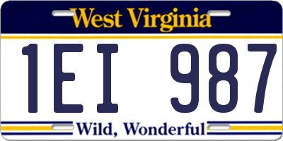 WV license plate 1EI987