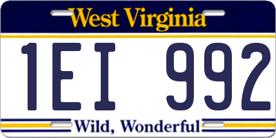 WV license plate 1EI992