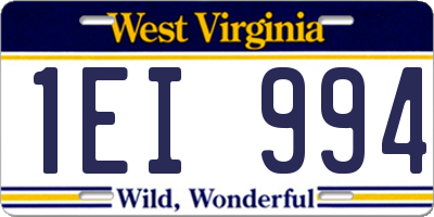 WV license plate 1EI994