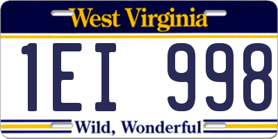 WV license plate 1EI998