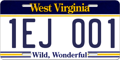 WV license plate 1EJ001