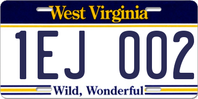 WV license plate 1EJ002