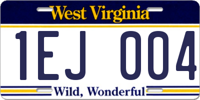 WV license plate 1EJ004