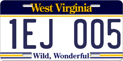 WV license plate 1EJ005