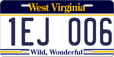 WV license plate 1EJ006