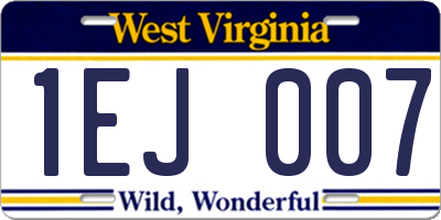 WV license plate 1EJ007
