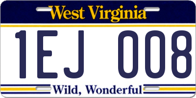 WV license plate 1EJ008