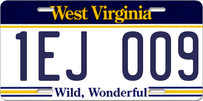 WV license plate 1EJ009