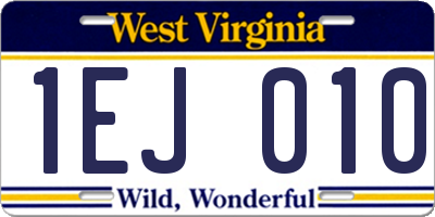 WV license plate 1EJ010