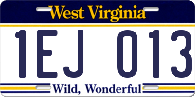 WV license plate 1EJ013