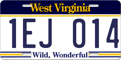 WV license plate 1EJ014