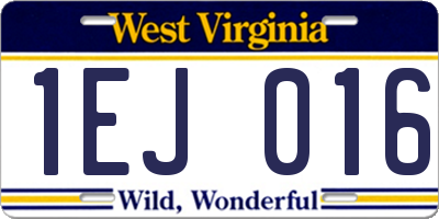 WV license plate 1EJ016