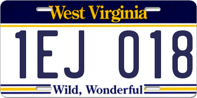 WV license plate 1EJ018