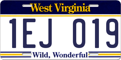 WV license plate 1EJ019