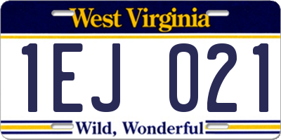WV license plate 1EJ021