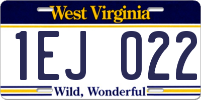 WV license plate 1EJ022