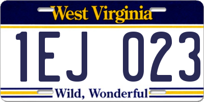 WV license plate 1EJ023