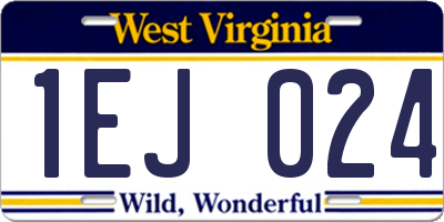 WV license plate 1EJ024