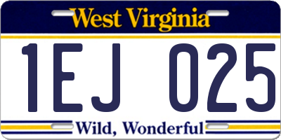 WV license plate 1EJ025