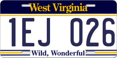 WV license plate 1EJ026