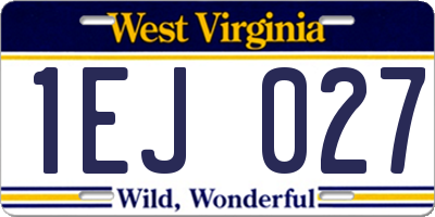 WV license plate 1EJ027