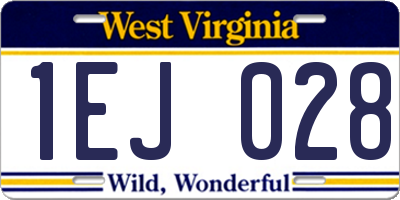 WV license plate 1EJ028