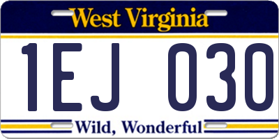 WV license plate 1EJ030