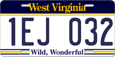 WV license plate 1EJ032