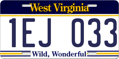 WV license plate 1EJ033