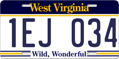 WV license plate 1EJ034