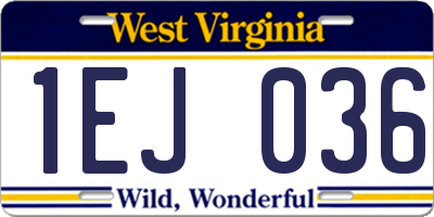 WV license plate 1EJ036