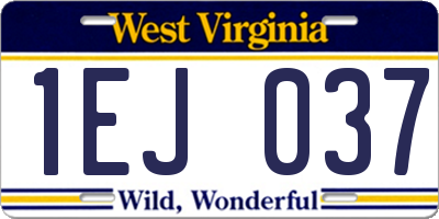 WV license plate 1EJ037