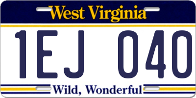 WV license plate 1EJ040