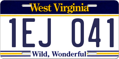 WV license plate 1EJ041