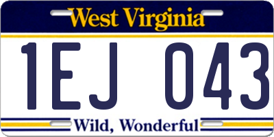 WV license plate 1EJ043
