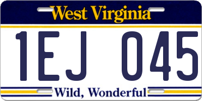 WV license plate 1EJ045