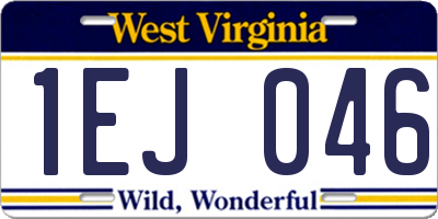 WV license plate 1EJ046