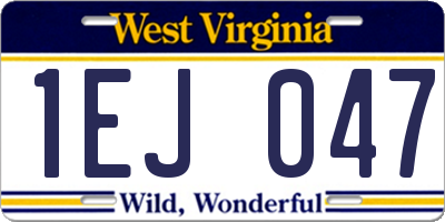 WV license plate 1EJ047