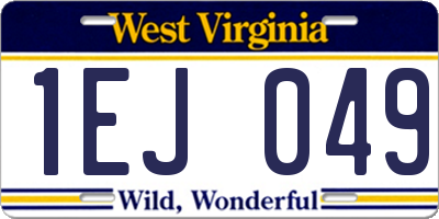 WV license plate 1EJ049