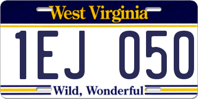 WV license plate 1EJ050
