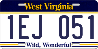 WV license plate 1EJ051