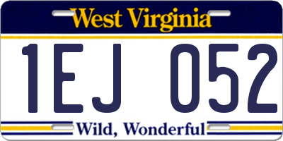 WV license plate 1EJ052