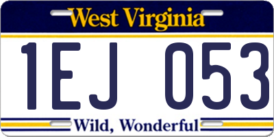 WV license plate 1EJ053